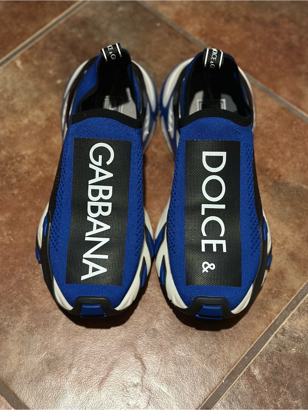 Dolce & Gabbana Blue Black White Slip-On Sneakers - Picture 3 of 10